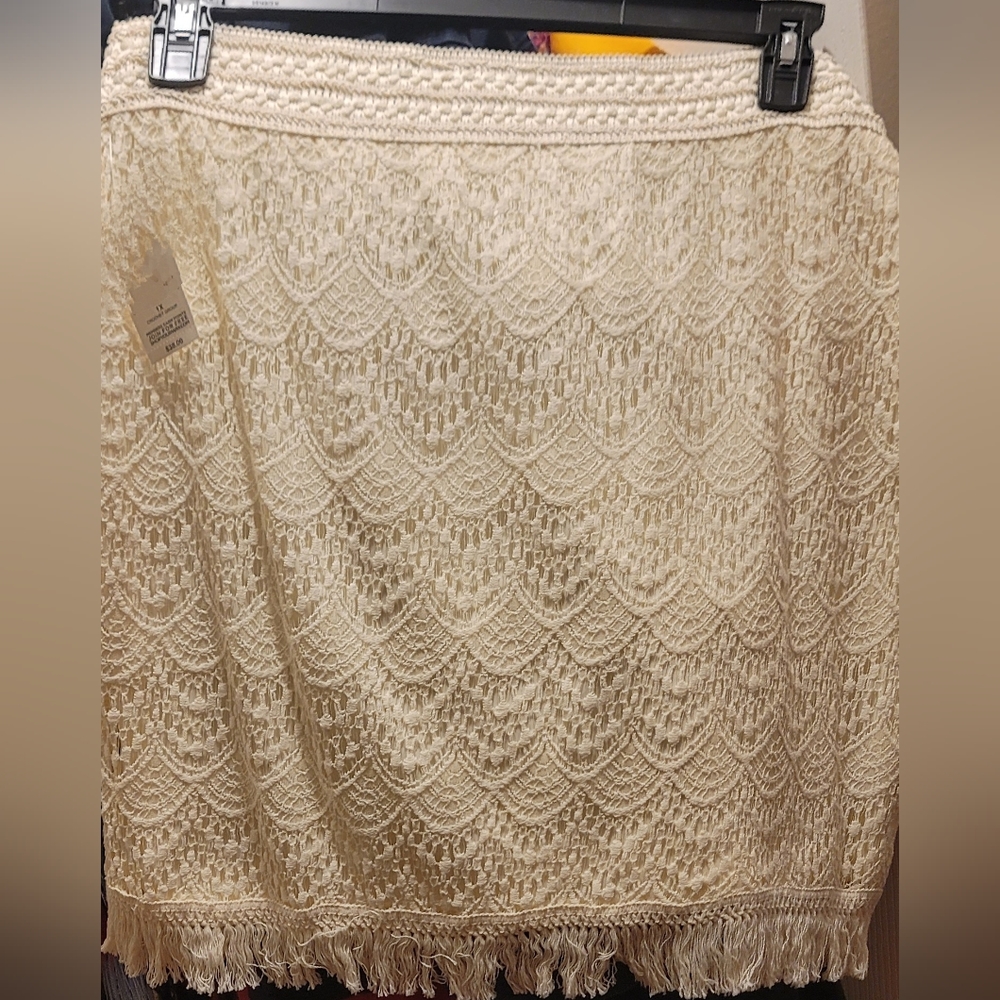 Ivory fringe skirt